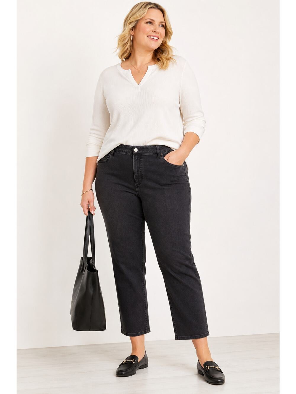 Coldwater Creek Size 20W Washed Black Stretch Crop Jeans NWT